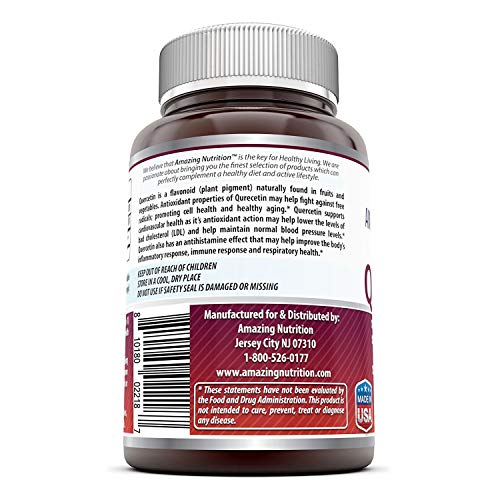 Amazing Formulas - Quercetin 500 Mg * Supports Cardiovascular Health, Helps Improve Anti-Inflammatory & Immune Response, Supports Healthy Ageing and Overall Well-Being * (120 x 2)