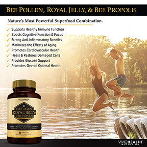 Immune Boosting Royal Jelly Supplement with Bee Propolis & Pollen, 90 Caps