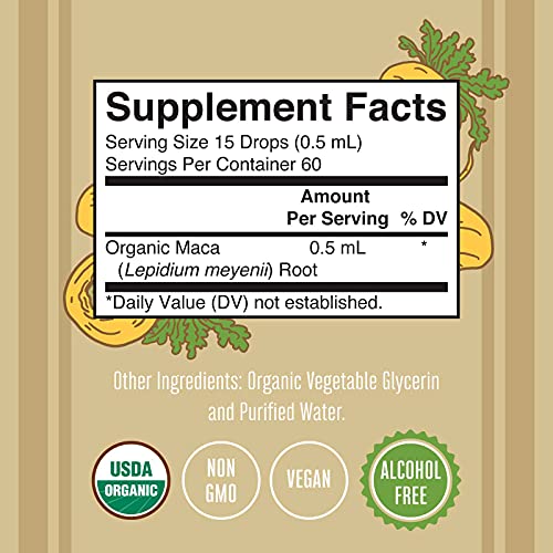 USDA Organic Maca Root by MaryRuth's | Herbal Liquid Drops | Endurance, Mood, Overall Health | Non-GMO, Vegan, Alcohol Free Tincture, | 1 oz, 60 Servings