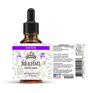 Brahmi Liquid Extract, Organic Brahmi (Bacopa Monnieri) Dried Herb Tincture Herbal Supplement, Non-GMO in Cold-Pressed Organic Vegetable Glycerin 700 mg, 2 oz (60 ml)