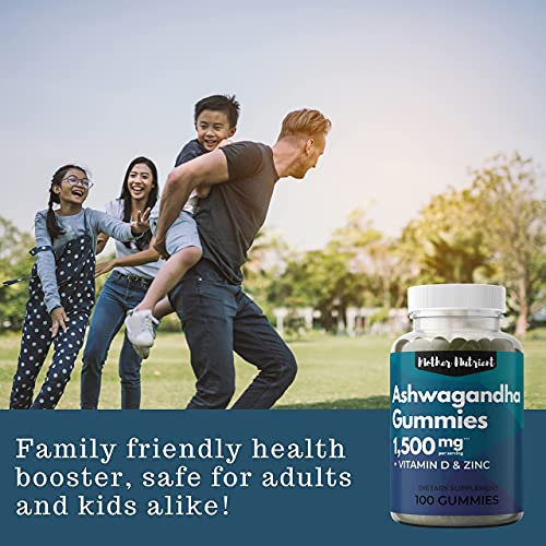Ashwagandha Gummies by Mother Nutrient - 100 Low Sugar Gummy Made with Ashwaganda 30:1 Extract - Cortisol Stress Relief, Adrenal & Immunity Support - 1500 mg Supplement