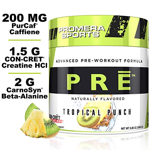 Promera Sports PRE Advanced Pre-Workout Formula, Naturally Flavored, Smooth Energy Boost with No Sugar, No Jitters or Post-Workout Crash, Tropical Punch, 20 Servings, 5.65 Ounces