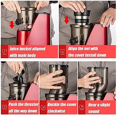 RenminRoad Juicer,Slow Masticating Juicer Machine,Cold Press Juicer Extractor Easy to Clean,Quiet Motor,Reverse Function Anti-Clogging,with Brush,for Fruits and Vegs
