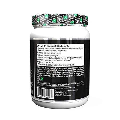 Nutrex Research Outlift | Clinically Dosed Pre-Workout Powerhouse, Citrulline, BCAA, Creatine, Beta-Alanine, Taurine, 0 Banned Substances | Miami Vice | 20 Servings