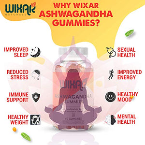 Wixar Naturals Ashwagandha Gummies with Turmeric and Black Pepper Extract - Herbal Gummy Supplement for Stress Relief, Anti Anxiety, Relaxation, Mood Immune & Thyroid Support