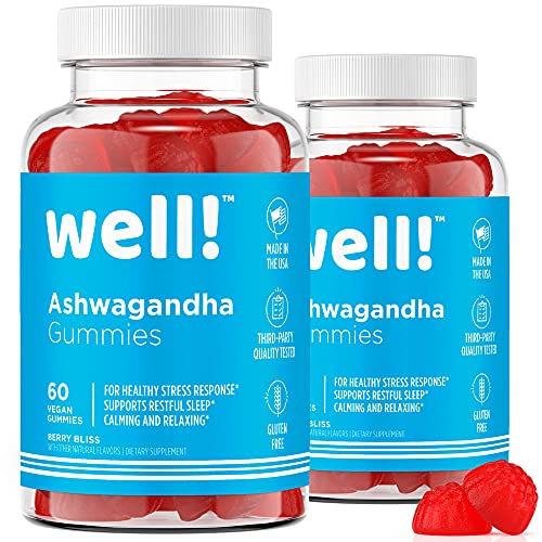 Ashwagandha Gummies by well! - Supports Healthy Stress Relief - Supports Rest, Calming and Immune Health- Non-GMO, Gluten-Free, Vegan, Gelatin Free (Pack of 2) – 120 Count