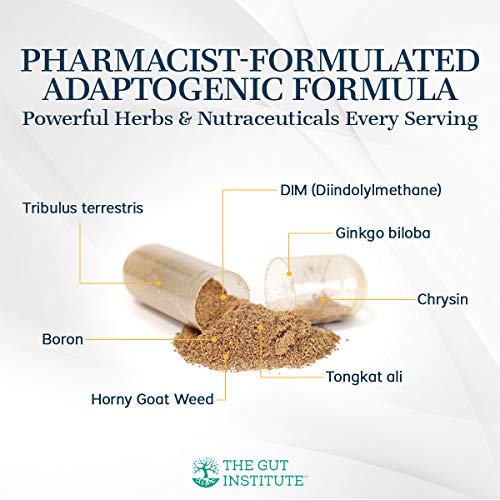 The Gut Institute Dragon Mojo Adaptogenic Formula - Natural Calm, Stress Relief and Focus Support Capsules with Tribulus, Horny Goat Weed, Tongkat Ali and More - 30-Day Supply - Made in The USA