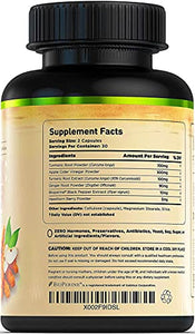 Turmeric Curcumin Supplement with Ginger & Apple Cider Vinegar, BioPerine Black Pepper, Tumeric & Ginger, 95% Curcuminoids & Joint Supplement, Antioxidant Tumeric Supplements Capsules, Nature's Base