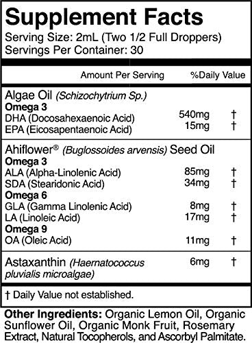 Vegan DHA Omega 3 Fatty Acids for Women and Men – Algae Omega 3 DHA Supplements – Fish-Free EPA DHA Vegan Omega 3 Supplements w/ Ahiflower Oil and Astaxanthin Supports Heart, Brain, and Joint Health
