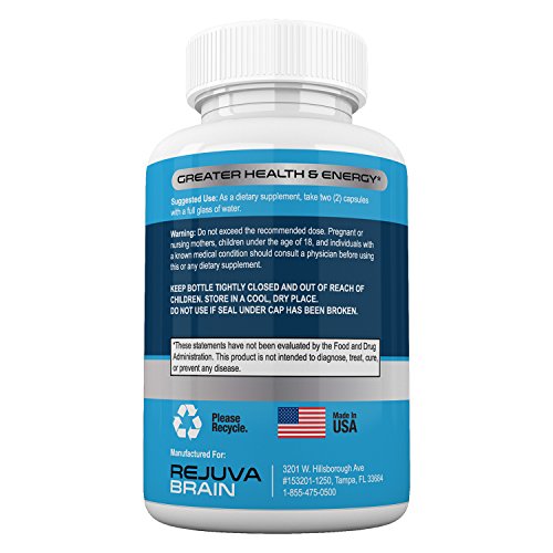 Rejuva Brain- Advanced Cognitive Support- Enriched w/L-Glutamine & Bacopa Monnieri to Support Cognitive Health and Ability