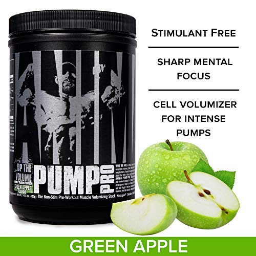 Animal Pump Pro Powder – Non Stimulant Preworkout – Pump & Cell volumization with Added Sea Salt for Electrolytes – 20 Servings - Green Apple