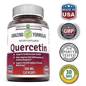 Amazing Formulas - Quercetin 500 Mg * Supports Cardiovascular Health, Helps Improve Anti-Inflammatory & Immune Response, Supports Healthy Ageing and Overall Well-Being * (120 x 2)