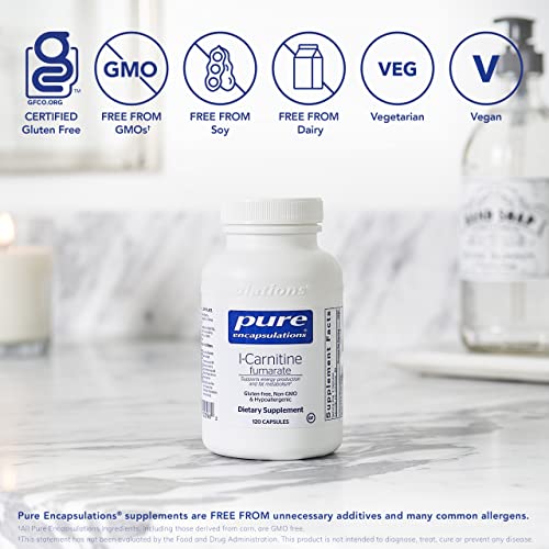Pure Encapsulations - L-Carnitine Fumarate - Hypoallergenic Supplement Support for Enhanced Muscle and Fat Metabolism - 120 Capsules