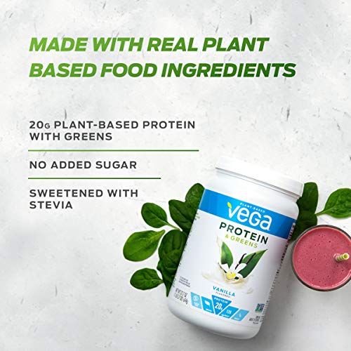 Vega Protein and Greens, Chocolate, Vegan Protein Powder, 20g Plant Based Protein, Low Carb, Keto, Dairy Free, Gluten Free, Non GMO, Pea Protein for Women and Men, 1.8 Pounds (25 Servings)