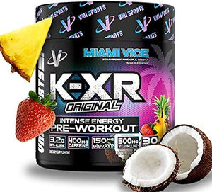 VMI Sports | K-XR Pre-Workout Energy Powder | Intense Energy Pre-Workout Drink for Men and Women| Creatine-Free | Enhanced Focus and Increased Endurance | Pre-Workout Powder (Miami Vice, 30 Servings)