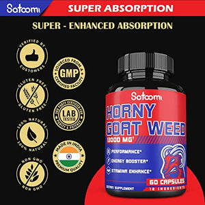 12in1 Horny Goat Weed Capsules 13000 mg with Zn.C, VitaminD, Panax Ginseng Root, Tribulus Terrestris, Ashwagandha Root, Maca Root & More