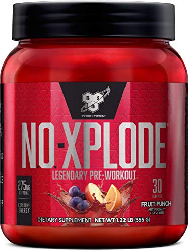 BSN N.O.-XPLODE Pre Workout Powder, Energy Supplement for Men and Women with Creatine and Beta-Alanine, Flavor: Fruit Punch, 30 Servings