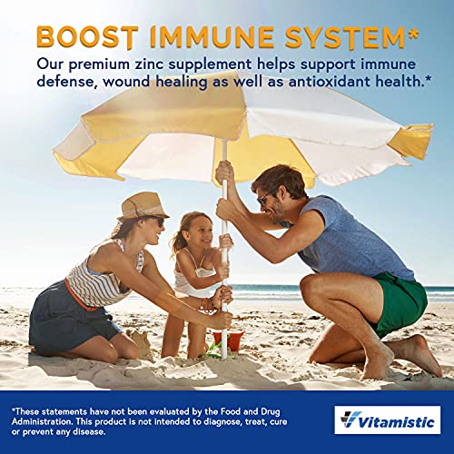 Vitamistic Zinc 50 mg, with Chelated Zinc Picolinate and Gluconate for Immune, Antioxidant, Skin Health & Growth and Development Support, Superior Absorption, Non-GMO, No Gluten, 90 Vegan Capsules
