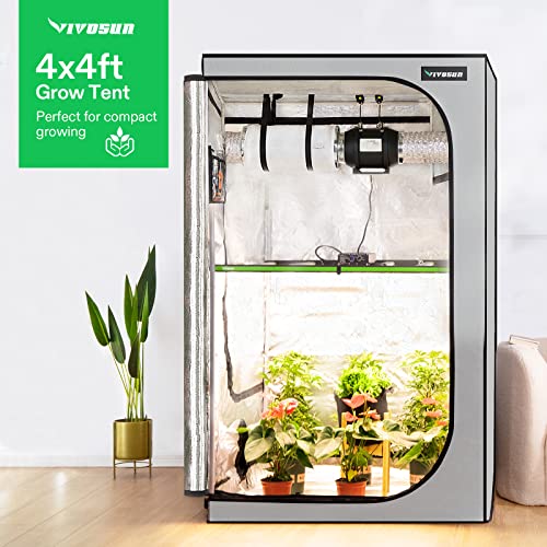 VIVOSUN 48"x48"x80" Grow Tent with Observation Window and Floor Tray, Mylar hydroponic Tents for Plants 4x4 FT