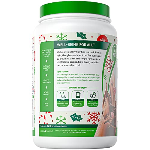 Purely Inspired Plant Based Organic Protein Powder, Vegan for Women & Men, 22 g Per Serving, Pea, Peppermint Mocha, Limited Edition, 17 Servings, 24 Oz