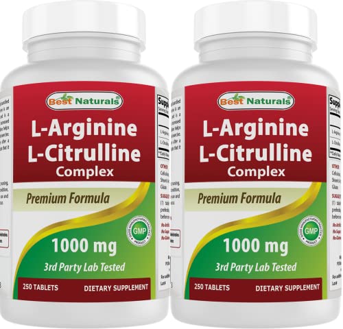 Best Naturals L-Arginine L-Citrulline Complex 1000 mg 250 Tablets (250 Count (Pack of 2))