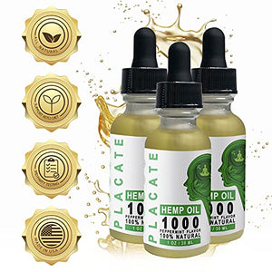 Hemp Oil Extract with Peppermint Oil Pure 1000mg - Grown & Made in USA - 100% Natural Hemp Drops