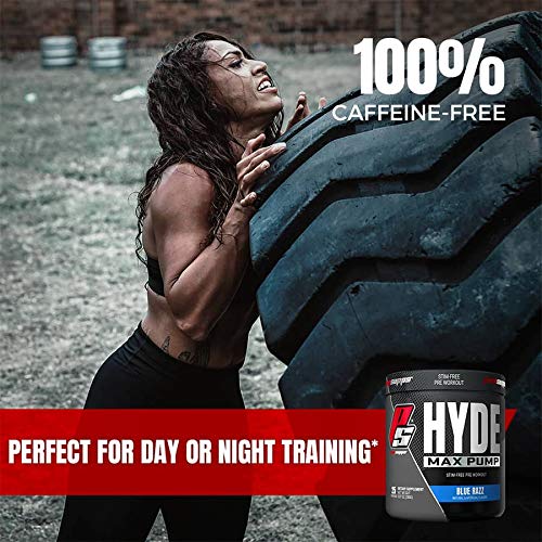 ProSupps Hyde Max Pump Pre Workout for Men and Women - Nitric Oxide Supplement for Pump and Endurance - Stimulant Free Pre Workout to Promote Blood Flow and Muscle Strength (Blue Razz, 25 Servings)