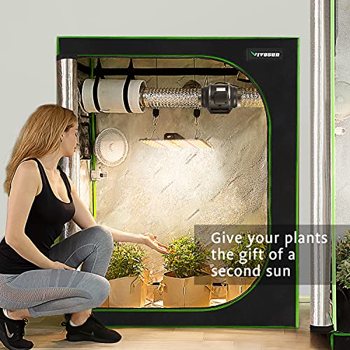 VIVOSUN 48"x24"x60" Hydroponic Mylar Grow Tent with Observation Window and Floor Tray for Indoor Plant Growing - 4' x 2'