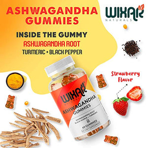Wixar Naturals Ashwagandha Gummies with Turmeric and Black Pepper Extract - Herbal Gummy Supplement for Stress Relief, Anti Anxiety, Relaxation, Mood Immune & Thyroid Support