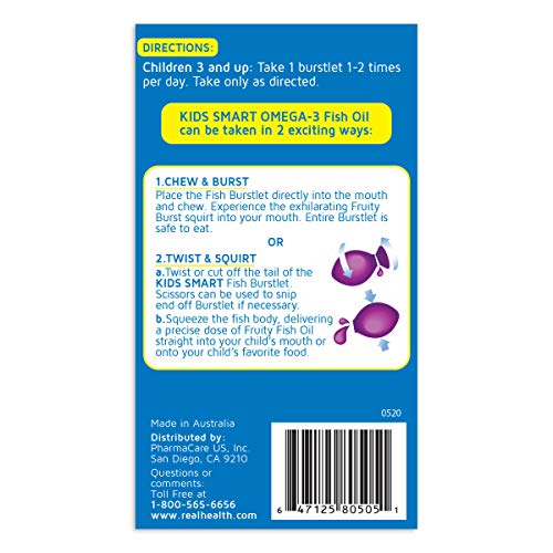 Real Health Bioglan Kids Smart Omega 3 Fish Oil, 30 Chewable Burstlets (Pack of 3)