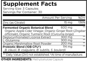 Amen Leaky Gut Supplements - Advanced Formula with Bioavailable L Glutamine, Zinc, Turmeric, Licorice Root - Bowel and Stomach Probiotics & Fermented Prebiotics - Vegan, Non-GMO - 90 Capsules