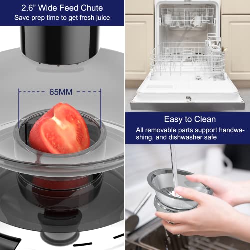 Electric Juicer, Centrifugal Juicers Machine for Fruit / Vegetables with Wide Feed Chute, 600W Updated Motor Fast Juice, Non-slip Design, BPA Free, Easy Clean with Brush… (Blue)