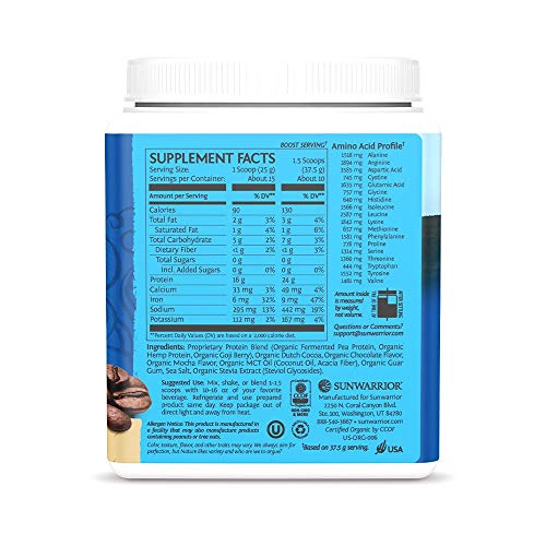 Sunwarrior Warrior Blend - Organic Vegan Plant Protein Powder with BCAAs and Pea Protein - Dairy Free, Gluten Free, Soy Free, Non- GMO, Plant Based Protein Powder, Sugar Free and Keto Friendly