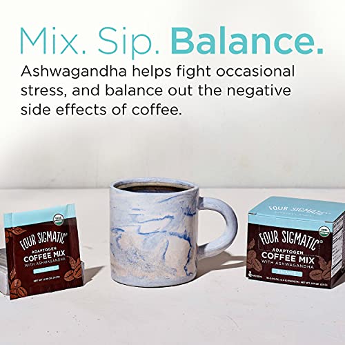 Adaptogen Coffee by Four Sigmatic, Organic Medium Roast Instant Coffee with Ashwagandha, Chaga & Tulsi, Immune Support & Stress Relief, Keto, 10 Count