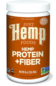 Just Hemp Foods Hemp Protein Powder Plus Fiber, Non-GMO Verified with 11g of Protein & 11g of Fiber per Serving, 16 oz - Packaging May Vary