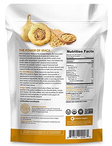 Zint Organic Maca Powder: Paleo Certified, Gelatinized, Non GMO, Yellow Maca Root - Adaptogen Superfood (8 oz)