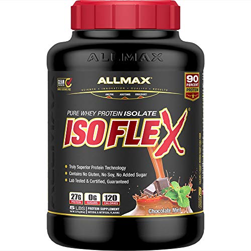 ALLMAX Nutrition - ISOFLEX Whey Protein Powder, Whey Protein Isolate, 27g Protein, Mint Chocolate Mint, 5 Pound