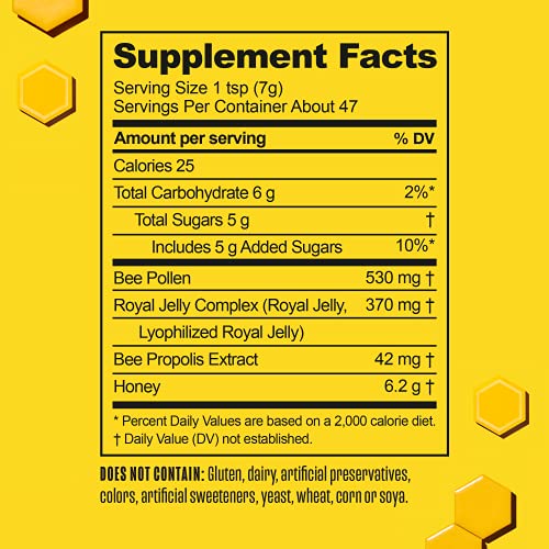 BEEKEEPER'S NATURALS B.Powered - Fuel Your Body & Mind, Helps with Immune Support, Mental Clarity, Enhanced Energy & Athletic performance - Propolis, Royal Jelly, Bee Pollen, Honey (11.6 oz)