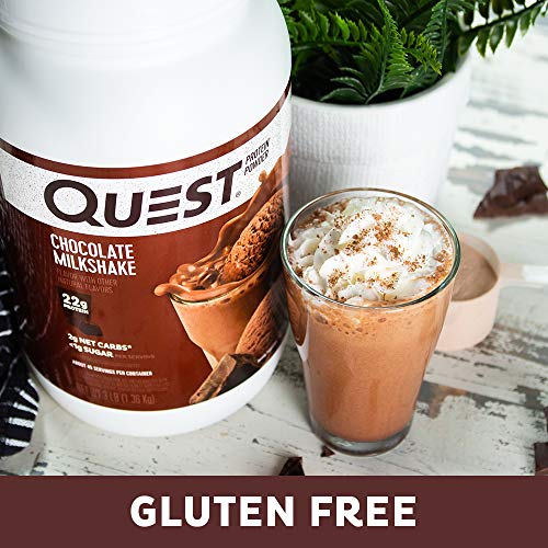 Quest Nutrition Chocolate Milkshake Protein Powder, High Protein, Low Carb, Gluten Free, Soy Free, 48 Ounce (Pack of 1)