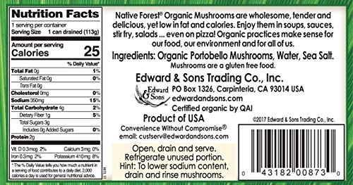 Native Forest Organic Sliced Portobello Mushrooms, 6.5 Ounce (Pack of 12)