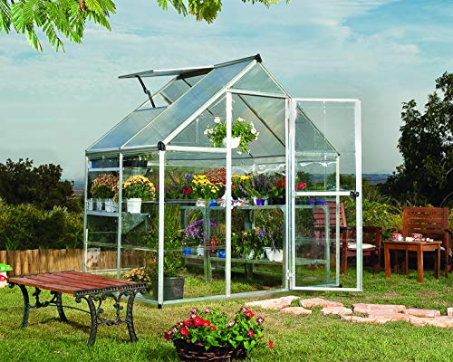 Palram HG5504 Hybrid Hobby Greenhouse, 6' x 4' x 7', Silver