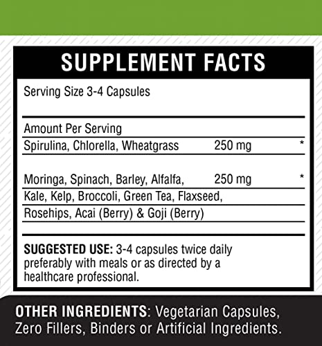 SuperGreens - Spirulina, Chlorella, Wheatgrass + More - Energy & Immune Booster