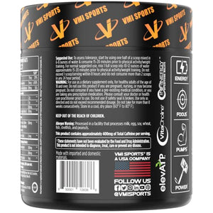 VMI Sports | K-XR Pre-Workout Energy Powder | Intense Energy Pre-Workout Drink for Men and Women| Creatine-Free | Enhanced Focus and Increased Endurance | Pre-Workout Powder (Peach Mango, 30 servings)