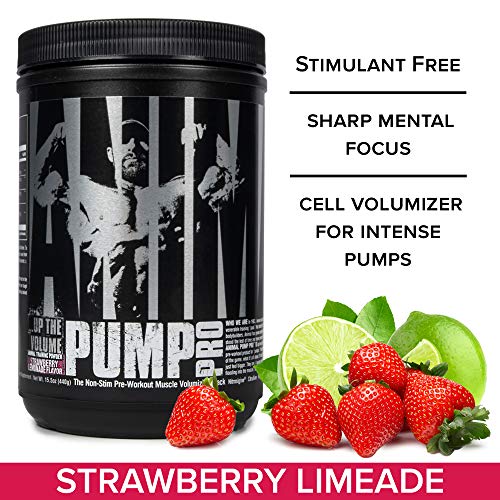 Animal Pump Pro Powder – Non Stimulant Preworkout – Pump & Cell volumization with Added Sea Salt for Electrolytes – 20 Servings - Strawberry Lemonade