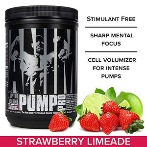 Animal Pump Pro Powder – Non Stimulant Preworkout – Pump & Cell volumization with Added Sea Salt for Electrolytes – 20 Servings - Strawberry Lemonade