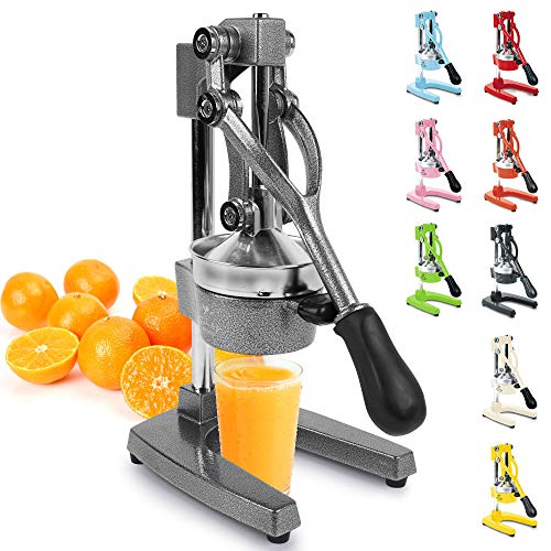 Zulay Professional Citrus Juicer - Manual Citrus Press and Orange Squeezer - Metal Lemon Squeezer - Premium Quality Heavy Duty Manual Orange Juicer and Lime Squeezer Press Stand, Gray