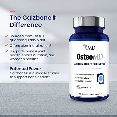 1MD OsteoMD for Comprehensive Bone Support | with Calcium Hydroxyapatite, Vitamin D3 & K2 | 90 Capsules