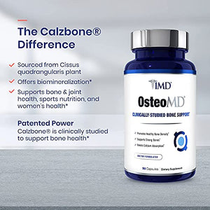 1MD OsteoMD for Comprehensive Bone Support | with Calcium Hydroxyapatite, Vitamin D3 & K2 | 90 Capsules