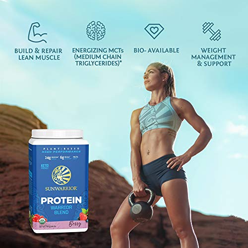 Sunwarrior Warrior Blend - Organic Vegan Plant Protein Powder with BCAAs and Pea Protein - Dairy Free, Gluten Free, Soy Free, Non- GMO, Plant Based Protein Powder, Sugar Free and Keto Friendly