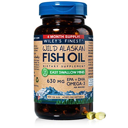 Wild Alaskan Omega-3 Fish Oil - Easy Swallow Minis 2X Double Strength 630mg EPA + DHA Natural Supplement 240 Mini Softgels